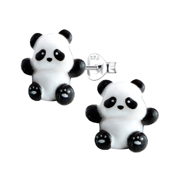 Sterling Silver Panda Stud Earrings for Teenagers