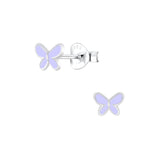 Children's Sterling Silver 'Pale Lilac Purple' Butterfly' Stud Earrings