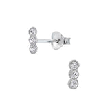 Children's Sterling Silver Triple Crystal Stud Earrings