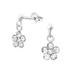 Children's Sterling Silver 'Crystal Drop Flower' Stud Earrings