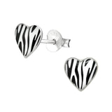 Children's Sterling Silver 'Zebra Print Heart' Stud Earrings