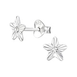 Children's Sterling Silver 'Engraved Star with Crystal' Stud Earrings