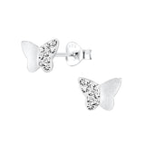 Children's Sterling Silver 'Crystal Butterfly' Stud Earrings