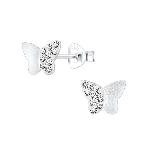 Children's Sterling Silver 'Crystal Butterfly' Stud Earrings