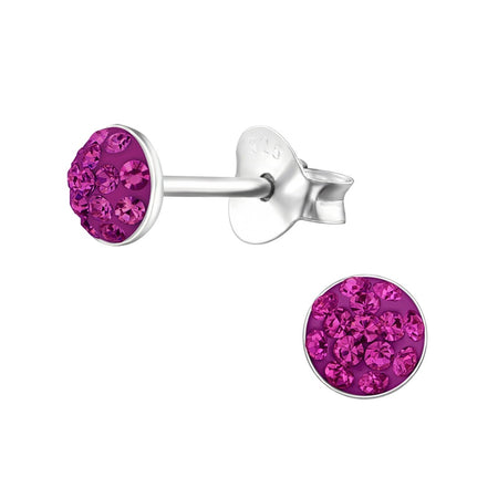Sterling Silver 'Purple Flower' Stud Earrings for Teenagers