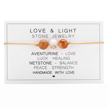 Adjustable 'Positivity and Joy' Natural Stone Wish / Friendship Bracelet