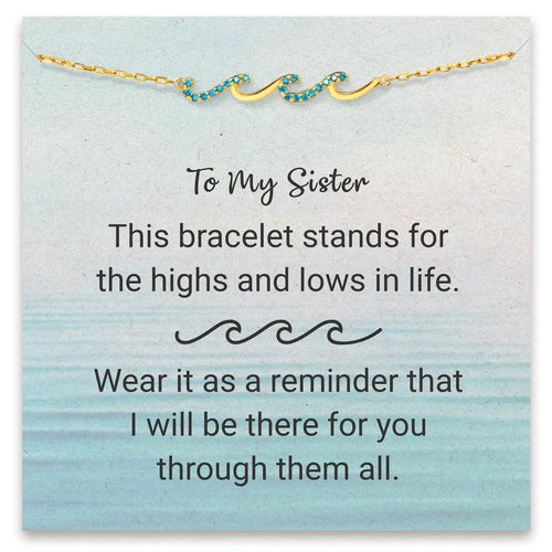 'To My Sister' Wave Bracelet with Inspirational Card