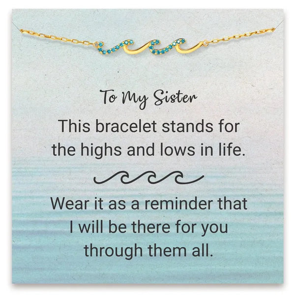 'To My Sister' Wave Bracelet with Inspirational Card