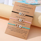 Adjustable 3 Generations Sun, Moon and Stars Wish Bracelets with Presentation Card - Multi