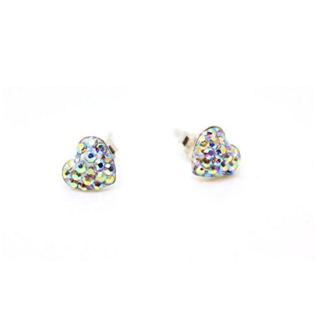 Designer Style Gold and Crystal Diamante 'Shimmer Heart' Stud Earrings