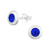Teen/Adult Sterling Silver 'September Birthstone' Round Stud Earrings
