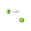 Teen/Adult Sterling Silver 'Peridot Green' Round Crystal Stud Earrings