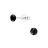 Teen/Adult Sterling Silver Jet Black Round Crystal Stud Earrings