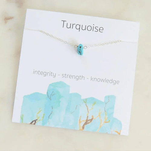 Turquoise Natural Stone Pendant Necklace on Card - December