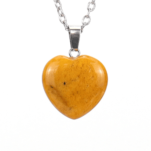 Yellow Topaz Natural Stone Heart Pendant Necklace
