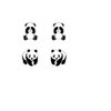 Children's Sterling Silver Set of 2 Pairs of 'I Love Pandas' Stud Earrings