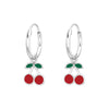 Children's Sterling Silver Cherry Hoop Earrings