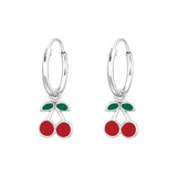 Children's Sterling Silver Cherry Hoop Earrings
