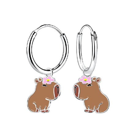 Children's Sterling Silver 'Blue Turtle' Hoop Earrings