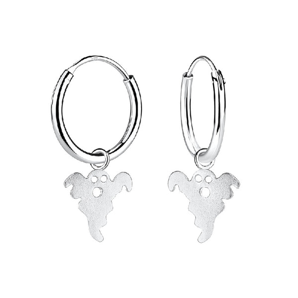 Children's Sterling Silver Halloween Ghost Hoop Earrings