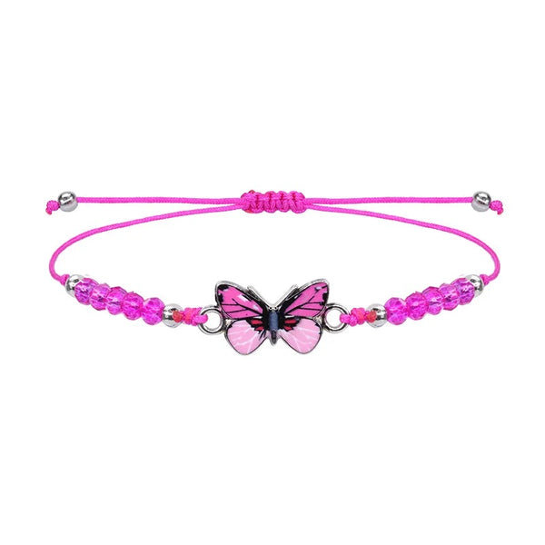 Children's Adjustable Pink Butterfly Wish Bracelet / Friendship Bracelet