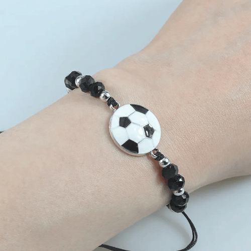 Children's Adjustable Football Wish Bracelet / Friendship Bracelet - Black