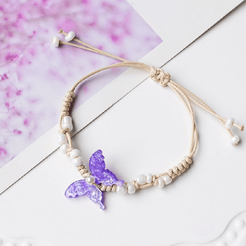 Children's Adjustable 'Pretty Purple Butterfly' Wish Bracelet / Friendship Bracelet