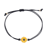 Adjustable Sunflower Wish Bracelet / Friendship Bracelet -Black