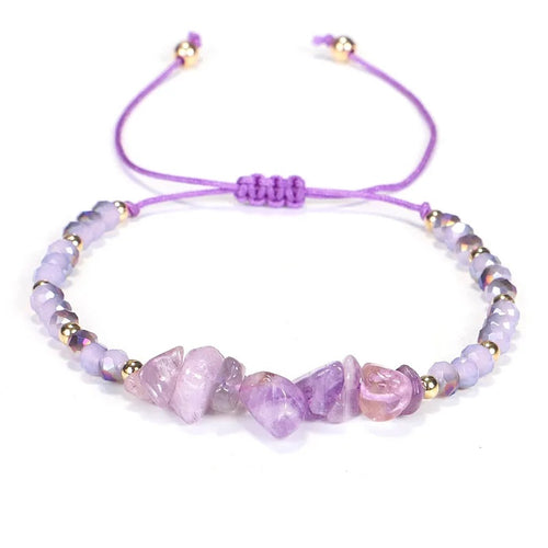 Adjustable Amethyst Natural Stone Wish Bracelet / Friendship Bracelet