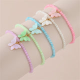 Children's Set of 5 Pastel Butterfly Pendant Stretch Bracelets