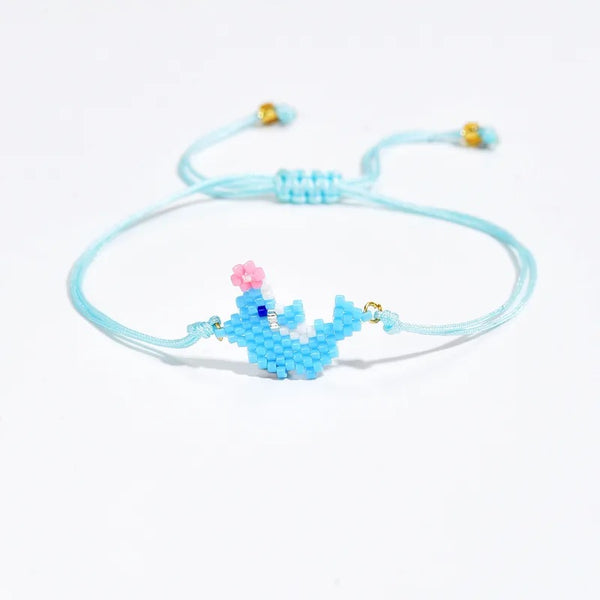 Children's Adjustable Dolphin Beaded Wish Bracelet / Friendship Bracelet