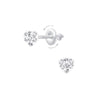Children's Sterling Silver 'Clear Crystal Heart' Screw Back Stud Earrings