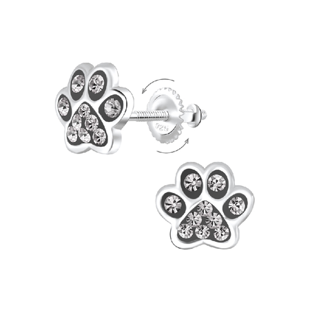 Children's Sterling Silver 'Clear Sparkle Turtle/Tortoise' Crystal Stud Earrings