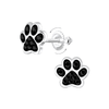 Children's Sterling Silver 'Jet Black Crystal Paw' Screw Back Stud Earrings