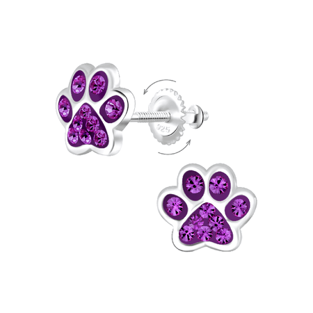 Children's Sterling Silver Set of 2 Pairs of 'Dogs Forever' Stud Earrings