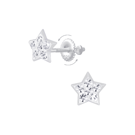 Children's Sterling Silver 'Dog with Pink Crystal Collar' Stud Earrings