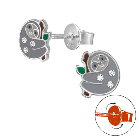 Children's Sterling Silver 'Orange Sparkle Paw' Crystal Stud Earrings