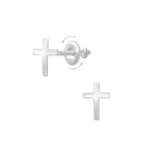 Children's Sterling Silver Cross Screw Back Stud Earrings