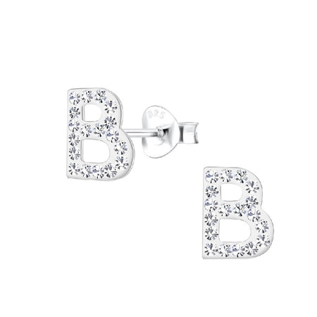 Children's Sterling Silver 'Letter P' Stud Earrings