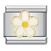 Stainless Steel 9mm Shiny White Daisy Flower Link for Italian Charm Bracelet