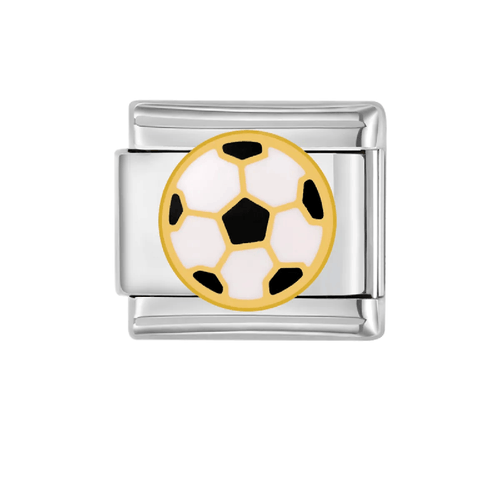 Stainless Steel 9mm Shiny Link with Football for Italian Charm Bracelet