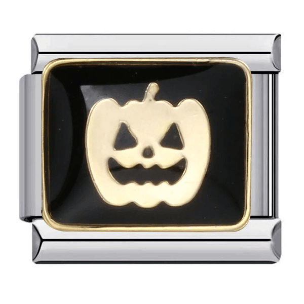 Stainless Steel 9mm Shiny Link with Halloween Pumpkin for Italian Charm Bracelet