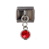 Stainless Steel 9mm Shiny July Birthstone Drop Charm Link for Italian Charm Bracelet