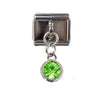 Stainless Steel 9mm Shiny August Birthstone Drop Charm Link for Italian Charm Bracelet