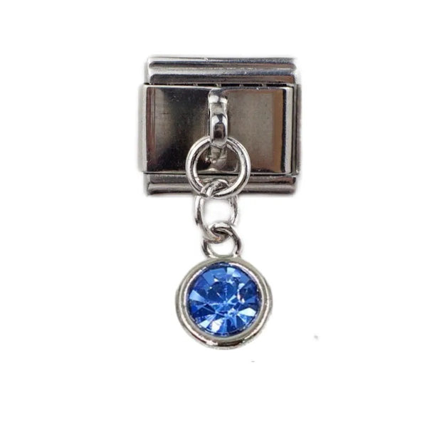 Stainless Steel 9mm Shiny December Birthstone Drop Charm Link for Italian Charm Bracelet