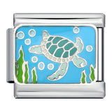 Stainless Steel 9mm Shiny Sea Turtle Link for Italian Charm Bracelet