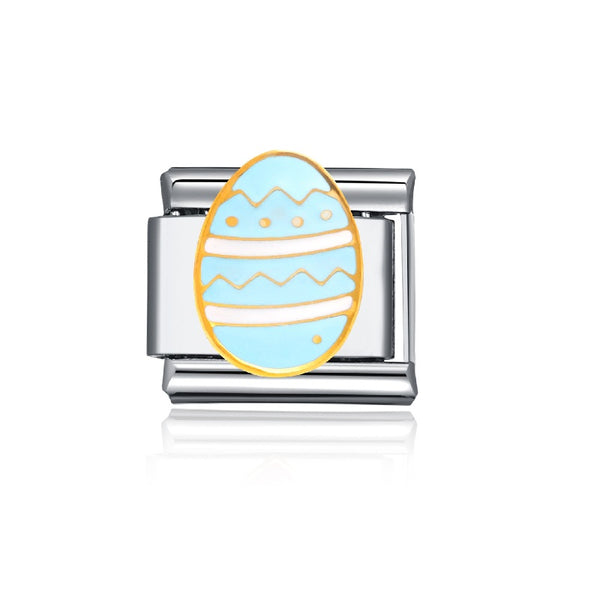 Stainless Steel 9mm Shiny Easter Egg Link for Italian Charm Bracelet