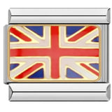 Stainless Steel 9mm Shiny Union Jack Flag Link for Italian Charm Bracelet