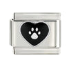 Stainless Steel 9mm Shiny Paw Print on Heart Link for Italian Charm Bracelet
