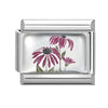 Stainless Steel 9mm Shiny Purple Flowers Link for Italian Charm Bracelet
